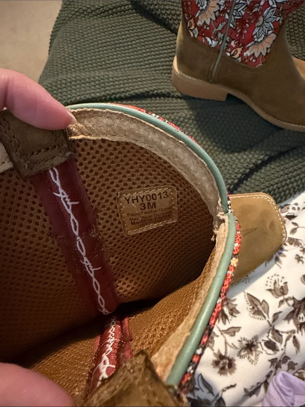 Twisted X Kids Floral Red and Tan Western Boots